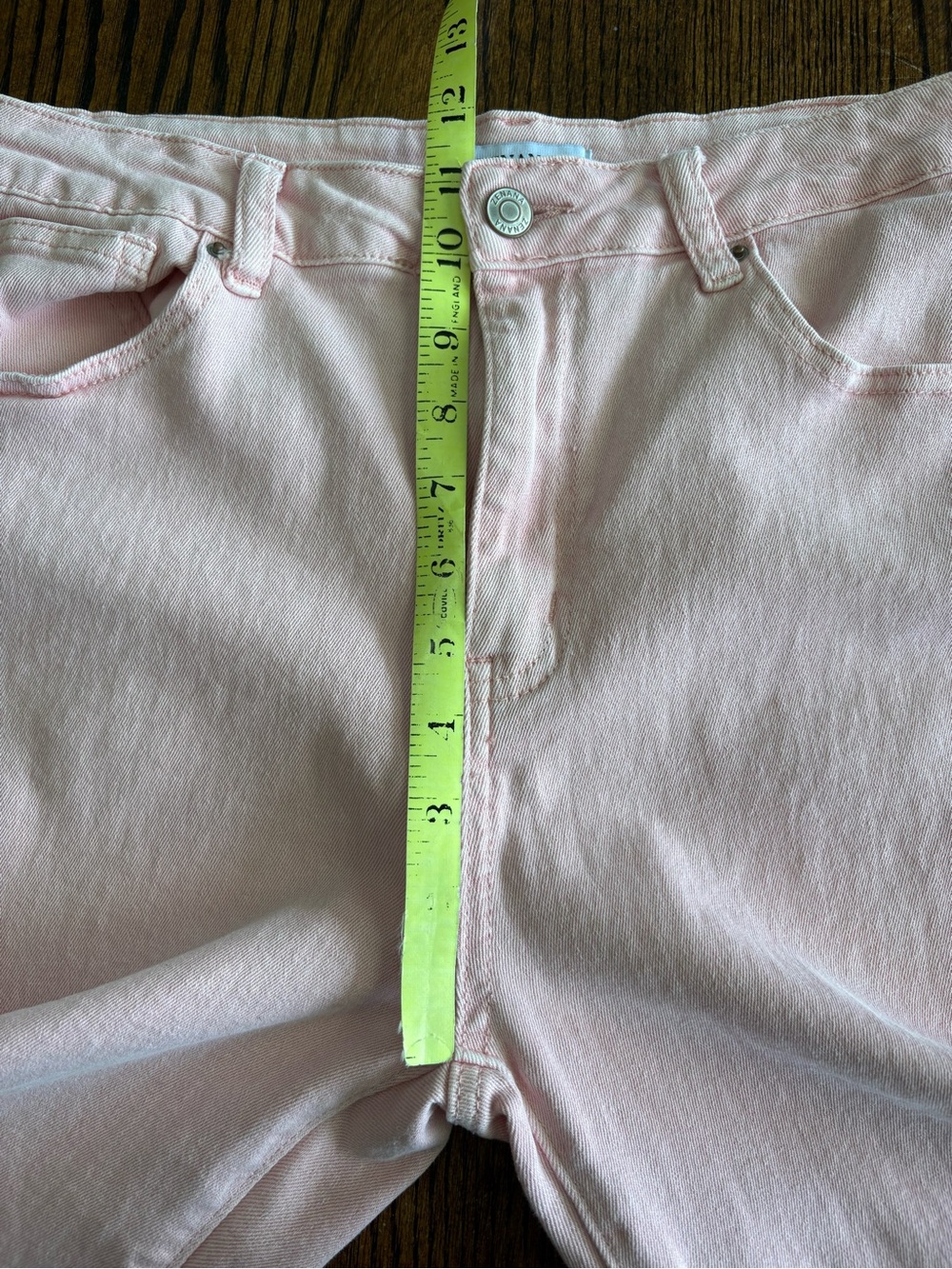 Zenana Wide Leg Raw Hem Dusty Pink Jeans Large Girly High Waist Measures 30x29 - Picture 12 of 14